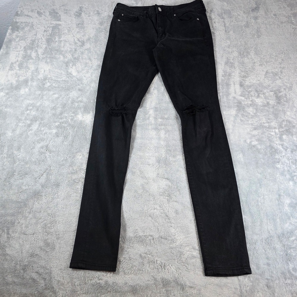 Abercrombie & Fitch Womens 28x32 Black Super Skinny Jeans Distressed Signature